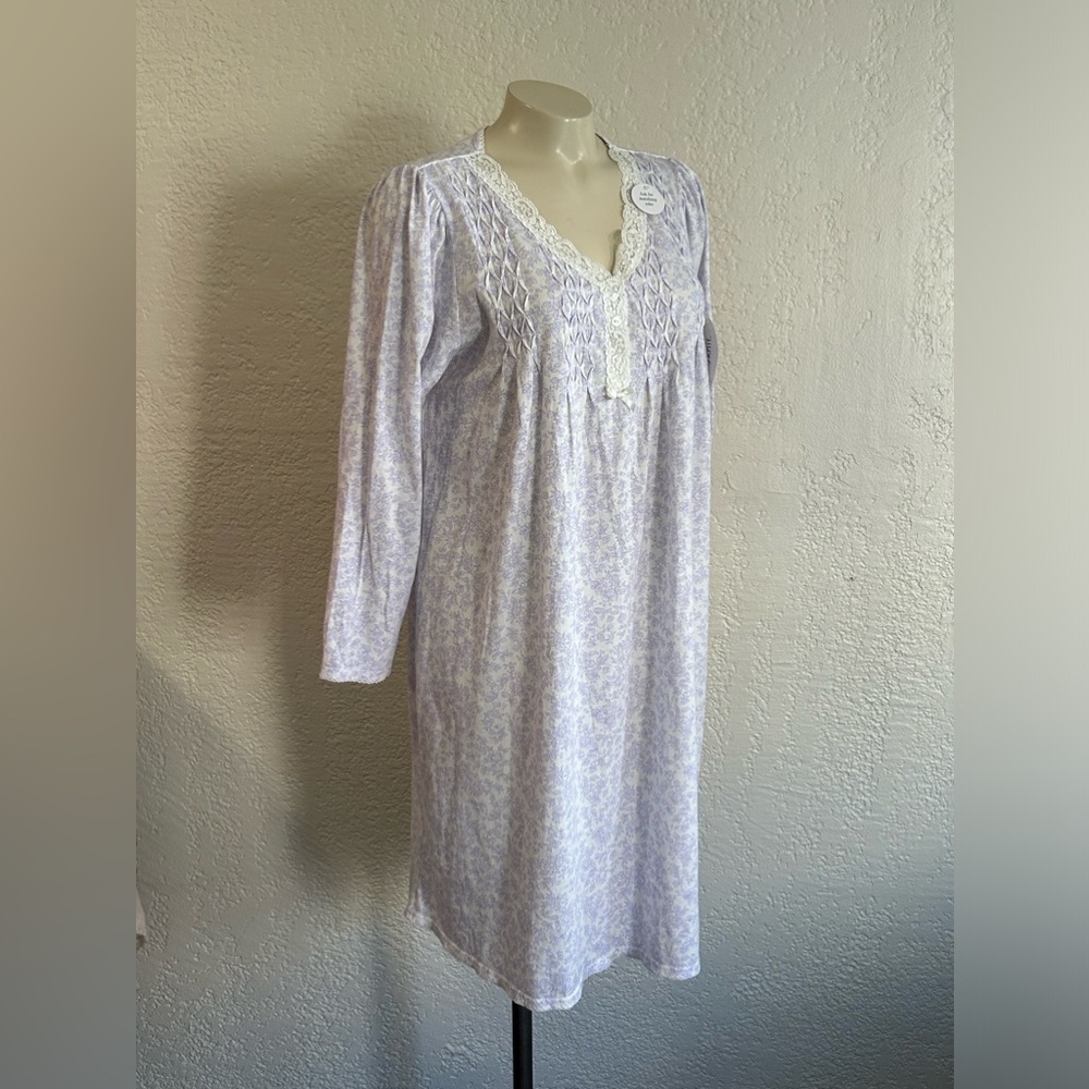 Miss Elaine Classics Nightgown Womens Small Floral Print Lace Accent Midi NWT - Picture 3 of 12